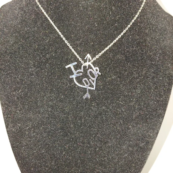 Dior Silver Necklace with Floating Heart Pendant